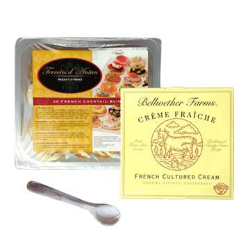 Caviar accompaniments. Blinis and Creme Fraiche. Buy Online. Ships Overnight.